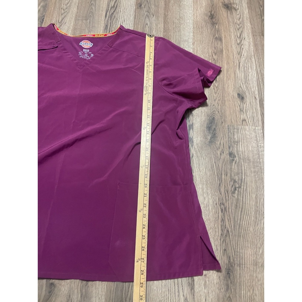 Dickies Shirt, Women's Plus Size 3XL, Burgundy, Short Sleeve, V-neck, Scrub Top - Picture 7 of 11